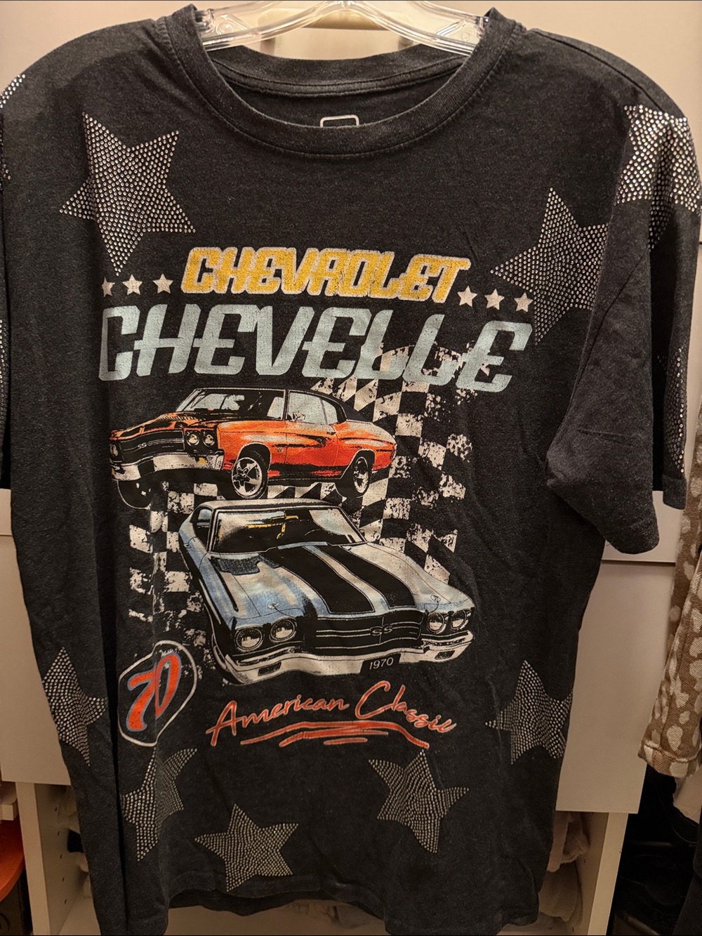 Women’s Graphic Tee - Black with Orange & Blue Cars